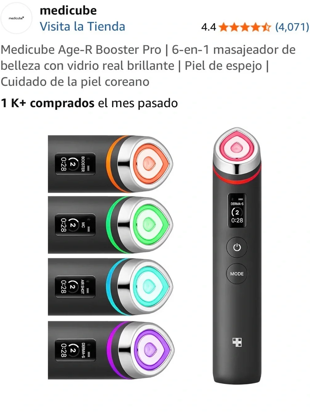 Medicube Age-R Booster Pro Facial Massager - Black with Color LED Rings